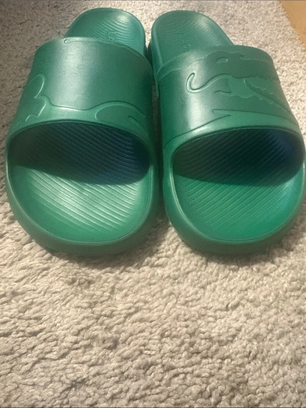 Lacoste Green Crocodile Slide Sandals, Men’s Size 9